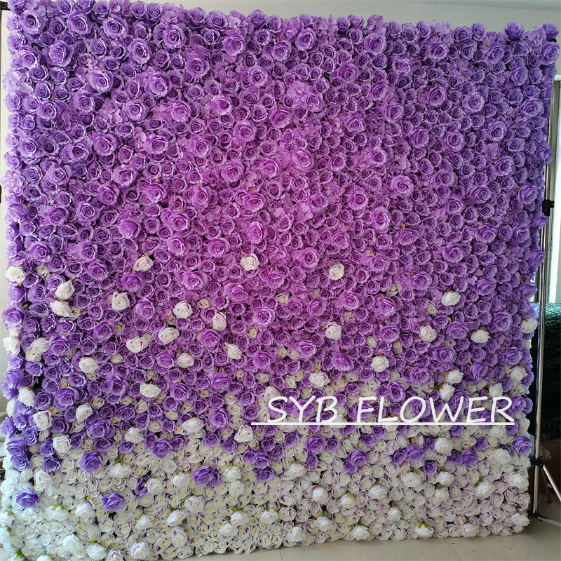 #BDJ005 Customized 3D/5D Cloth Back Roll up Articifial Flower Wall Backdrop For Wedding Event Party Decoration