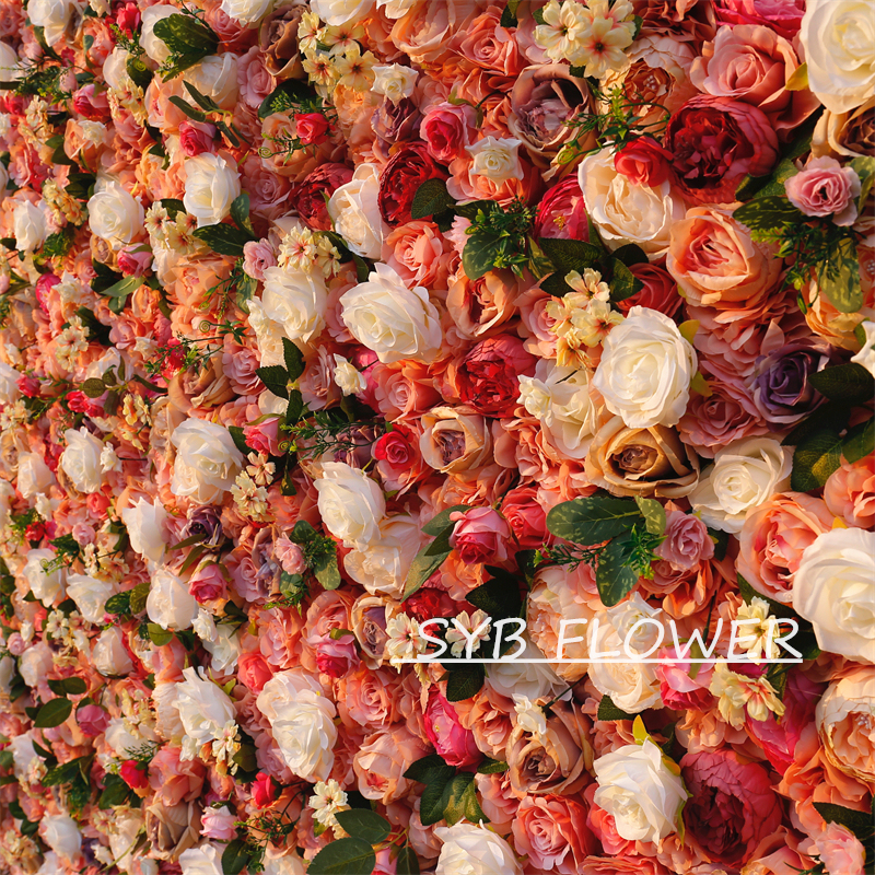 #BD065 Customized 3D/5D Cloth Back Roll up Articifial Flower Wall Backdrop For Wedding Event Party Decoration