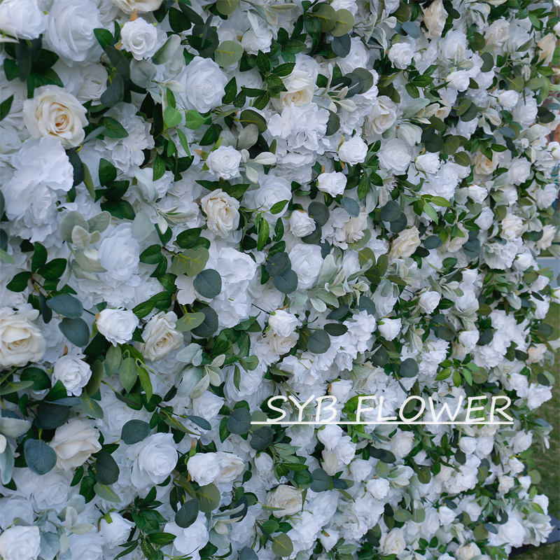 #BD103 Customized 3D/5D Cloth Back Roll up Articifial Flower Wall Backdrop For Wedding Event Party Decoration
