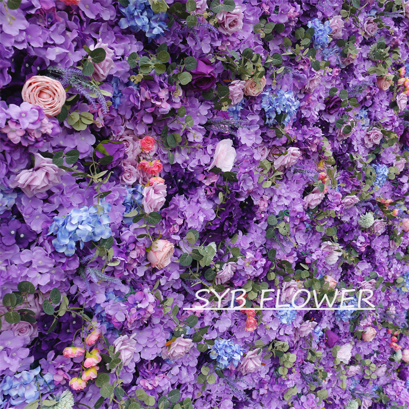 #BD077 Customized 3D/5D Cloth Back Roll up Articifial Flower Wall Backdrop For Wedding Event Party Decoration