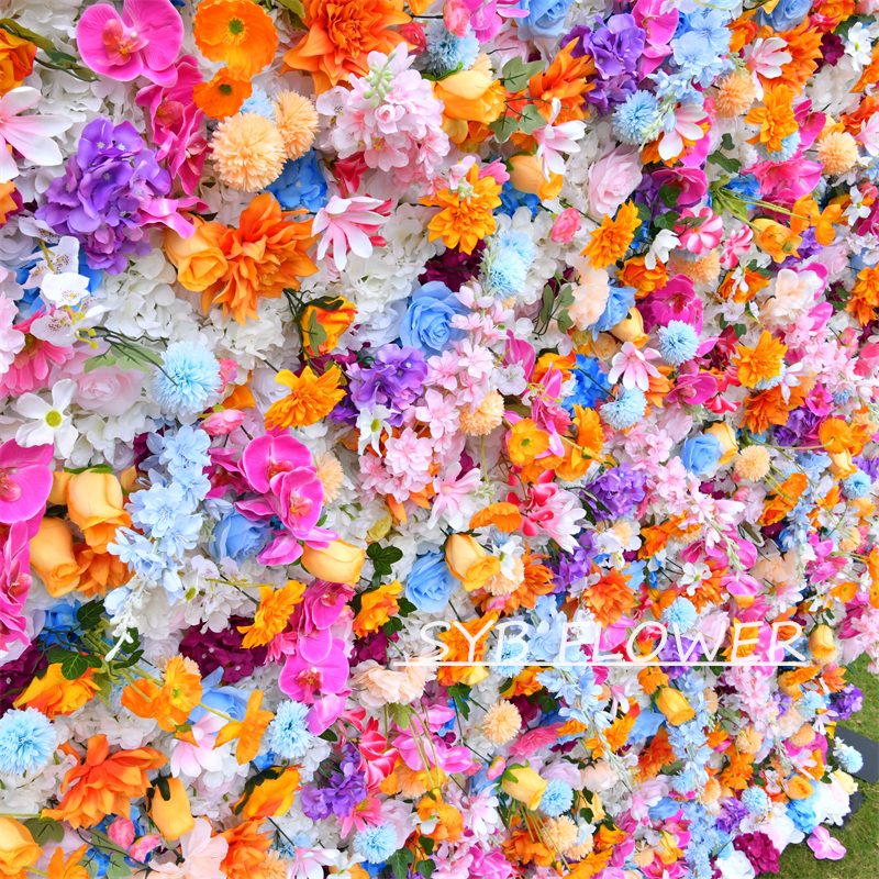 #BD120 Customized 3D/5D Cloth Back Roll up Articifial Flower Wall Backdrop For Wedding Event Party Decoration