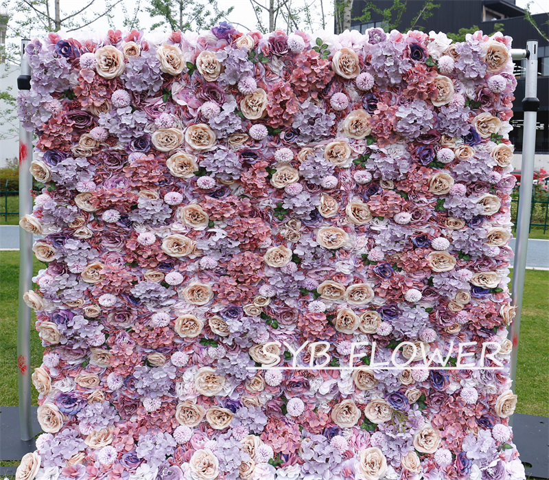 #BD108 Customized 3D/5D Cloth Back Roll up Articifial Flower Wall Backdrop For Wedding Event Party Decoration