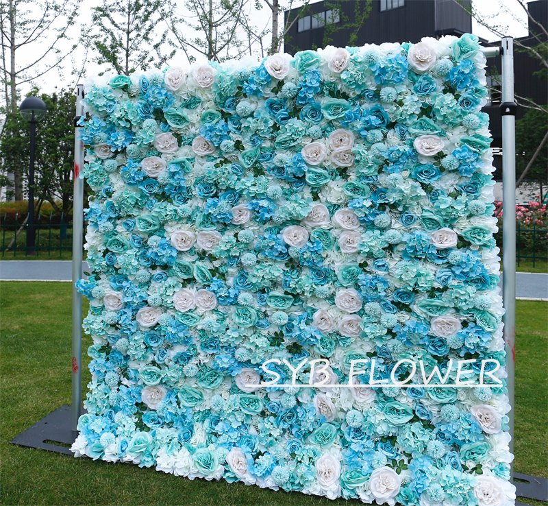 #BD109 Customized 3D/5D Cloth Back Roll up Articifial Flower Wall Backdrop For Wedding Event Party Decoration