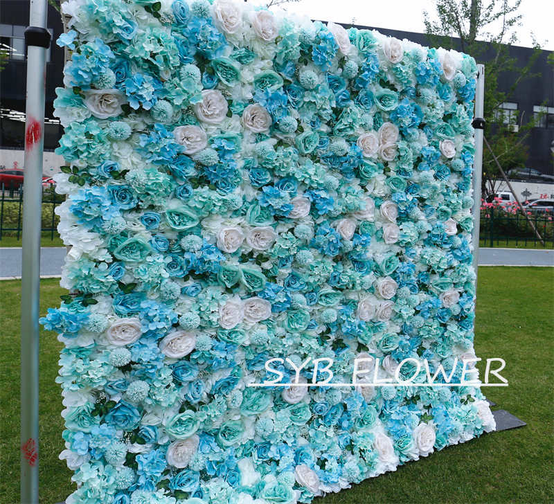 #BD109 Customized 3D/5D Cloth Back Roll up Articifial Flower Wall Backdrop For Wedding Event Party Decoration