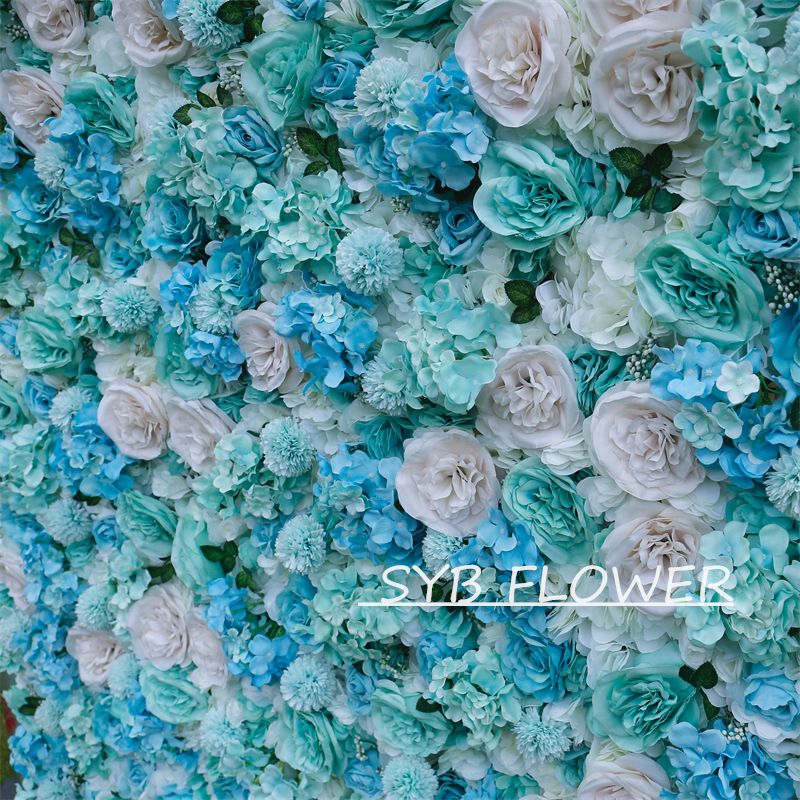 #BD109 Customized 3D/5D Cloth Back Roll up Articifial Flower Wall Backdrop For Wedding Event Party Decoration