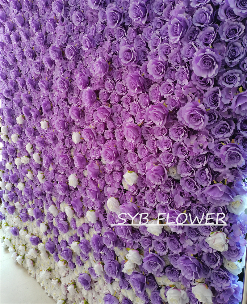 #BDJ005 Customized 3D/5D Cloth Back Roll up Articifial Flower Wall Backdrop For Wedding Event Party Decoration