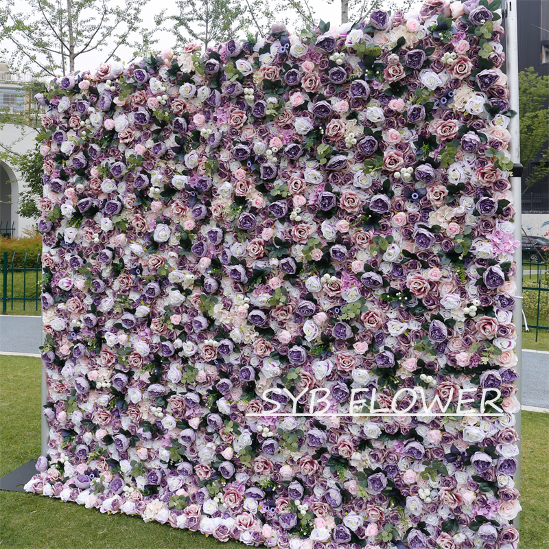 #BD117 Customized 3D/5D Cloth Back Roll up Articifial Flower Wall Backdrop For Wedding Event Party Decoration
