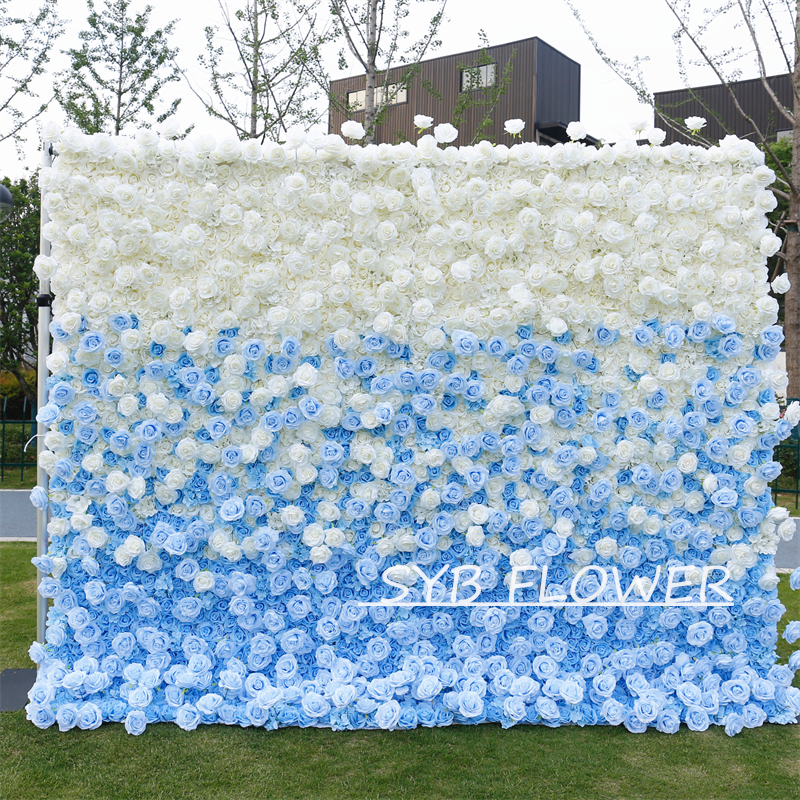 #BDJ105 Customized 3D/5D Cloth Back Roll up Articifial Flower Wall Backdrop For Wedding Event Party Decoration
