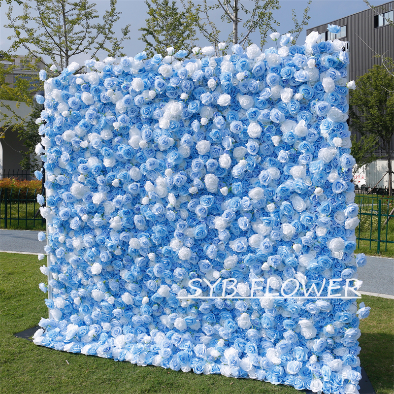 #BD123 Customized 3D/5D Cloth Back Roll up Articifial Flower Wall Backdrop For Wedding Event Party Decoration