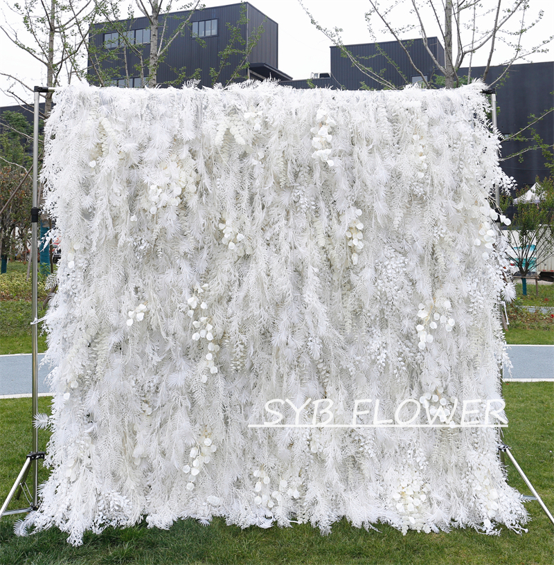#HE-BD029 Customized 3D/5D Cloth Back Roll up Articifial Flower Wall Backdrop For Wedding Event Party Decoration