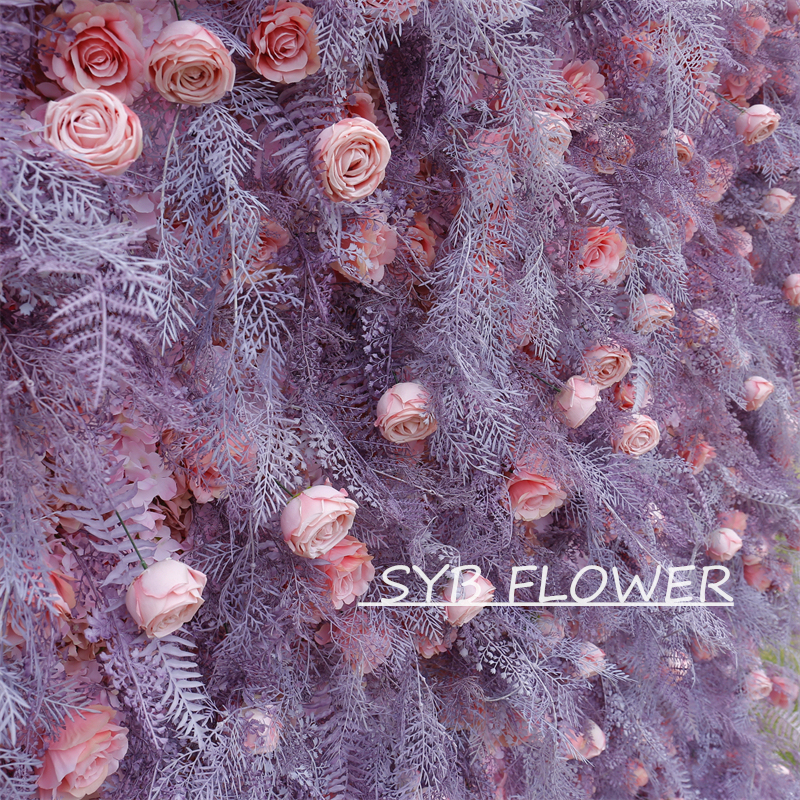 #HE-BD112 Customized 3D/5D Cloth Back Roll up Articifial Flower Wall Backdrop For Wedding Event Party Decoration