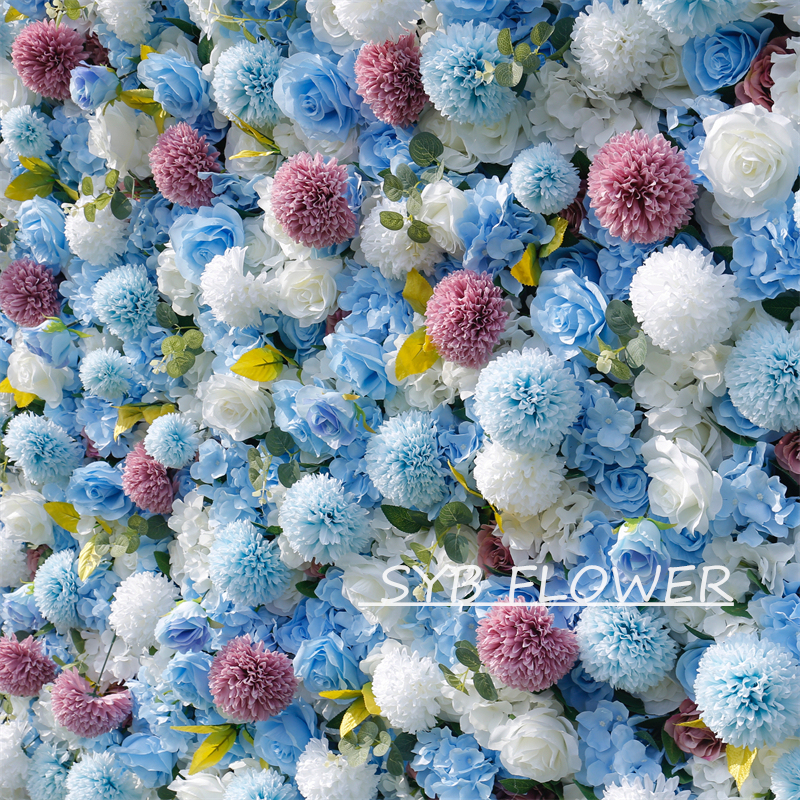 #BD124 Customized 3D/5D Cloth Back Roll up Articifial Flower Wall Backdrop For Wedding Event Party Decoration