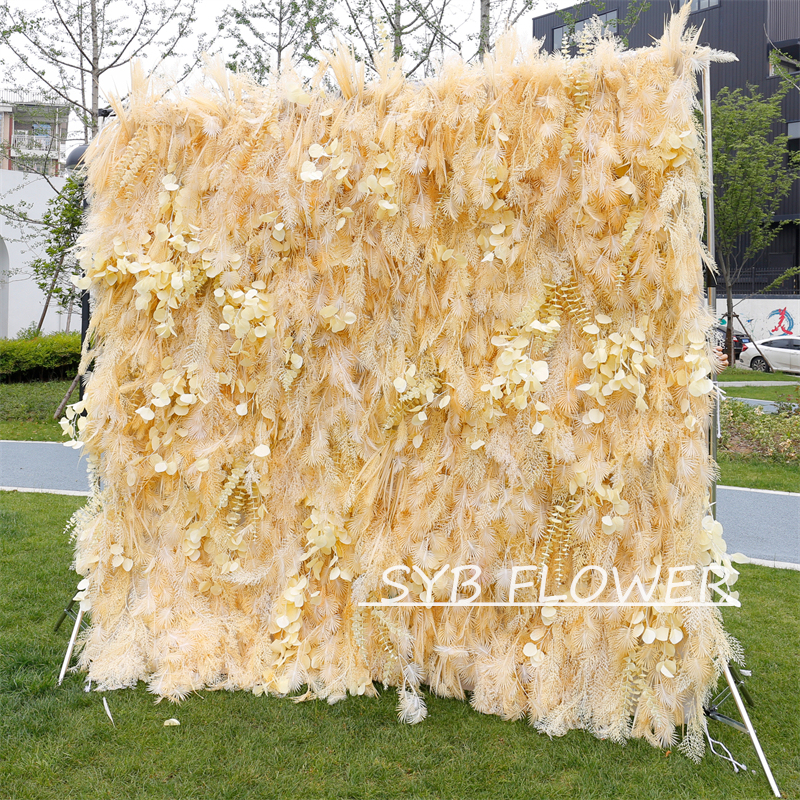 #HE-BD030 Customized 3D/5D Cloth Back Roll up Articifial Flower Wall Backdrop For Wedding Event Party Decoration