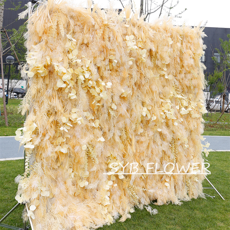 #HE-BD030 Customized 3D/5D Cloth Back Roll up Articifial Flower Wall Backdrop For Wedding Event Party Decoration