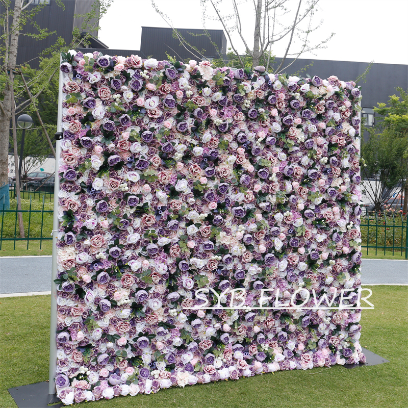 #BD117 Customized 3D/5D Cloth Back Roll up Articifial Flower Wall Backdrop For Wedding Event Party Decoration