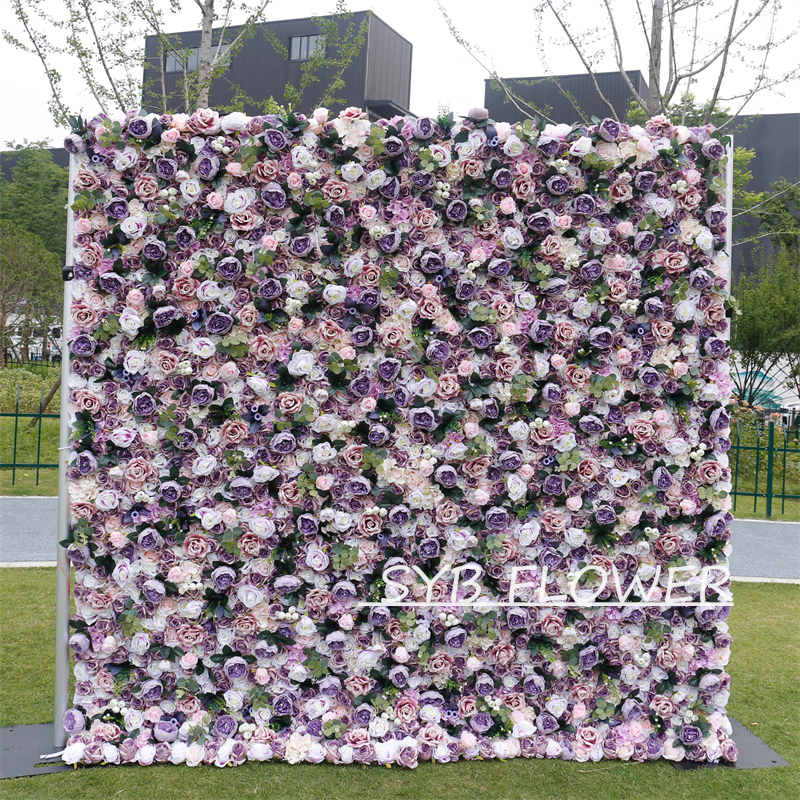 #BD117 Customized 3D/5D Cloth Back Roll up Articifial Flower Wall Backdrop For Wedding Event Party Decoration