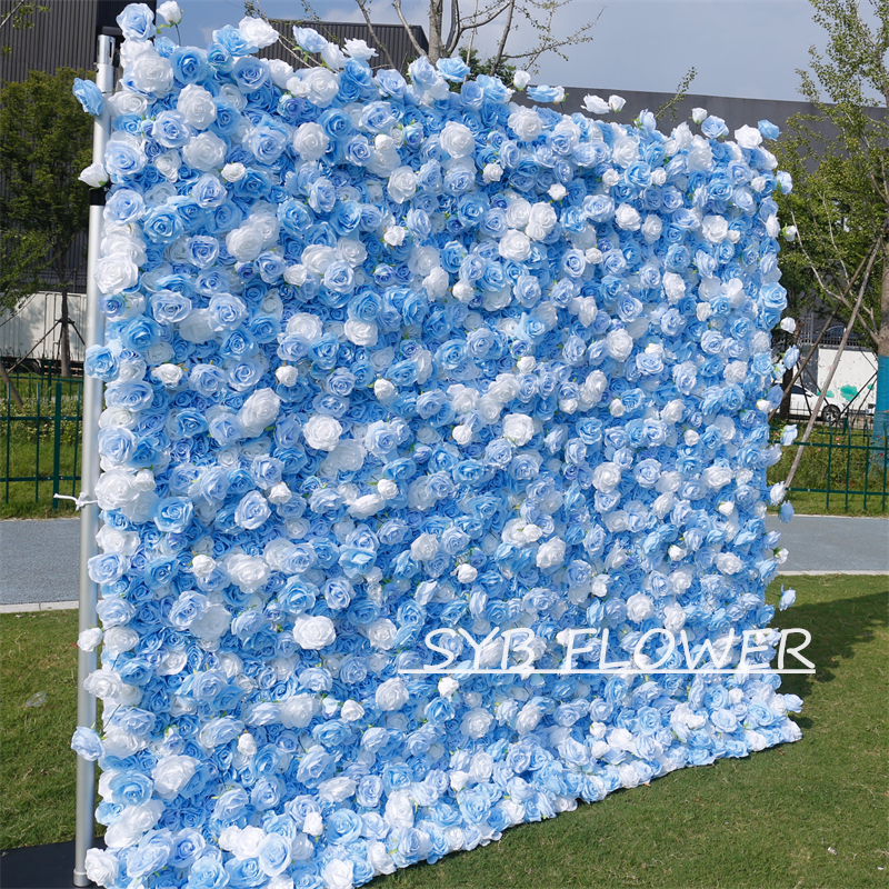 #BD123 Customized 3D/5D Cloth Back Roll up Articifial Flower Wall Backdrop For Wedding Event Party Decoration