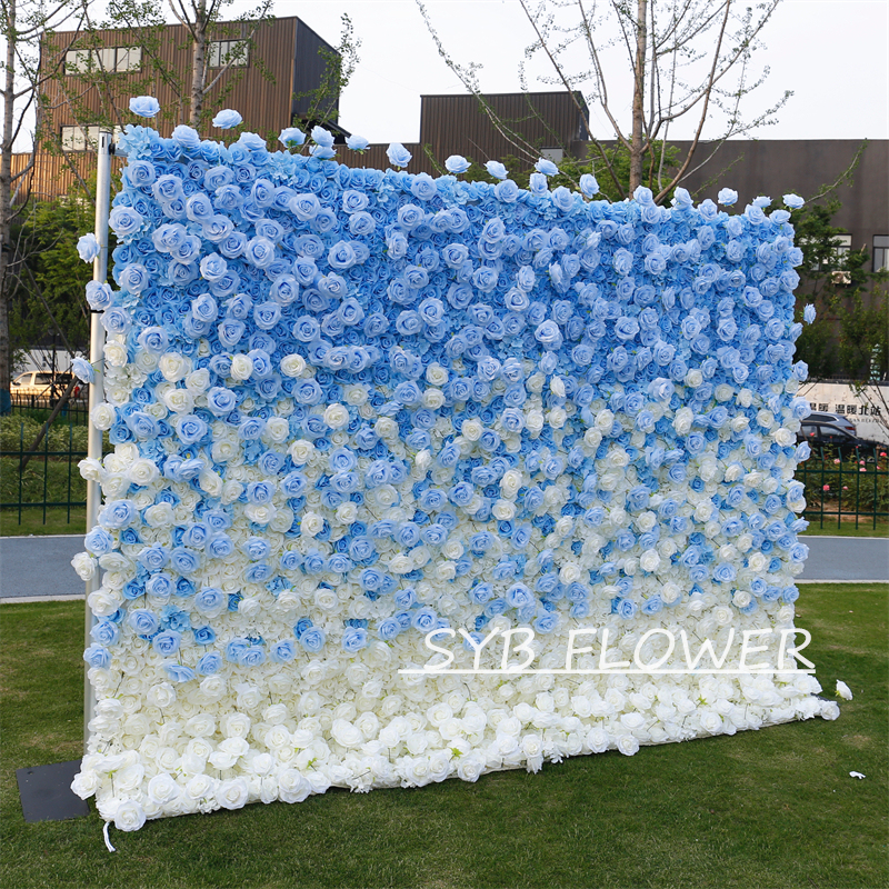 #BDJ105 Customized 3D/5D Cloth Back Roll up Articifial Flower Wall Backdrop For Wedding Event Party Decoration