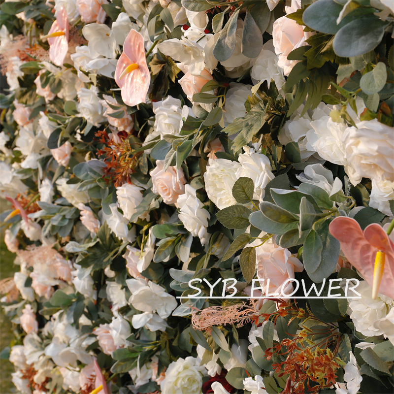 #BD095 Customized 3D/5D Cloth Back Roll up Articifial Flower Wall Backdrop For Wedding Event Party Decoration