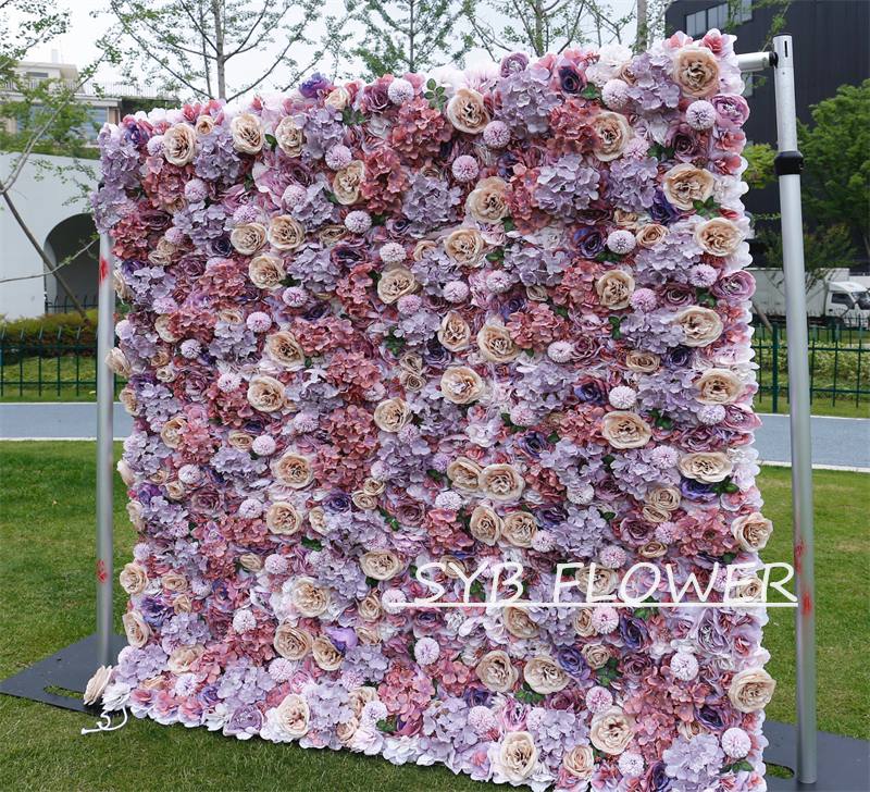 #BD108 Customized 3D/5D Cloth Back Roll up Articifial Flower Wall Backdrop For Wedding Event Party Decoration