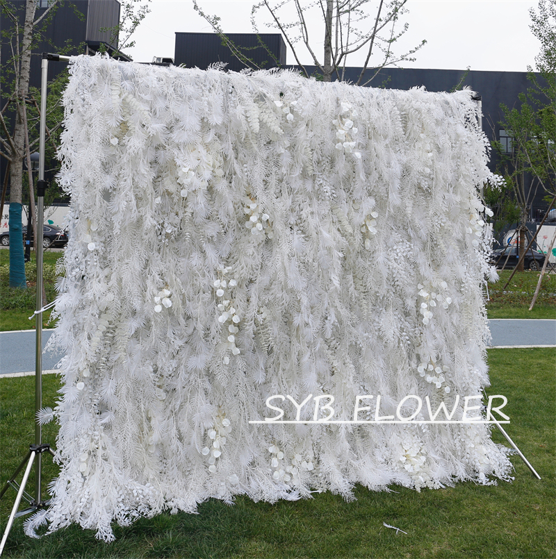 #HE-BD029 Customized 3D/5D Cloth Back Roll up Articifial Flower Wall Backdrop For Wedding Event Party Decoration