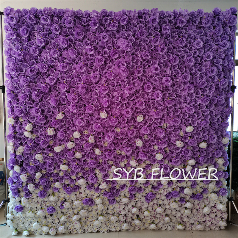 #BDJ005 Customized 3D/5D Cloth Back Roll up Articifial Flower Wall Backdrop For Wedding Event Party Decoration