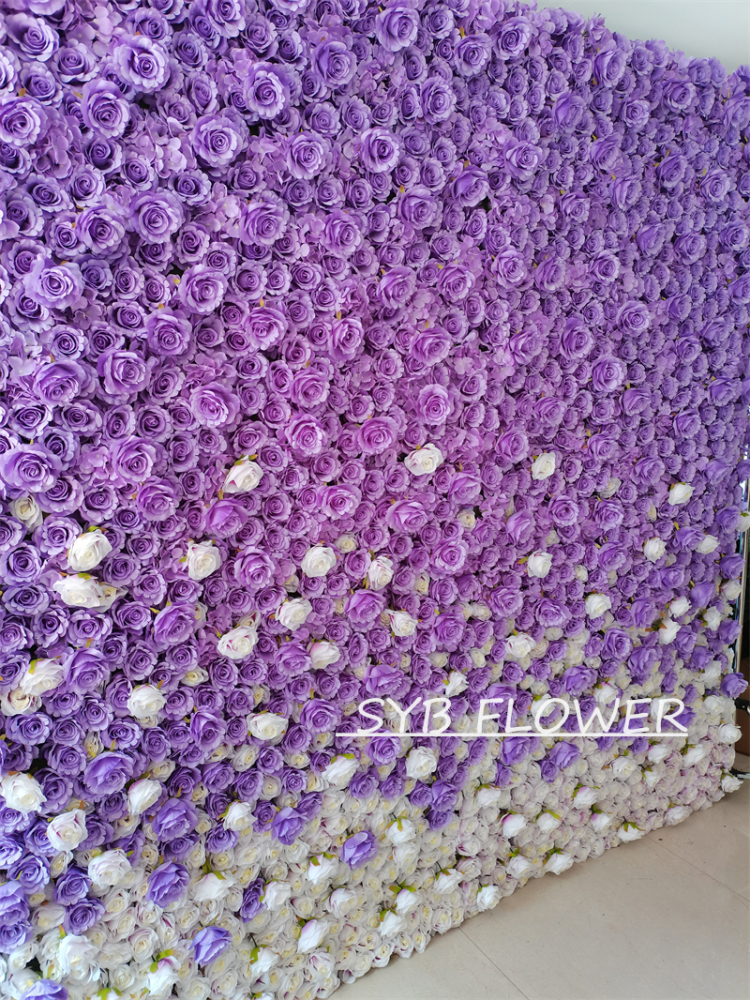 #BDJ005 Customized 3D/5D Cloth Back Roll up Articifial Flower Wall Backdrop For Wedding Event Party Decoration