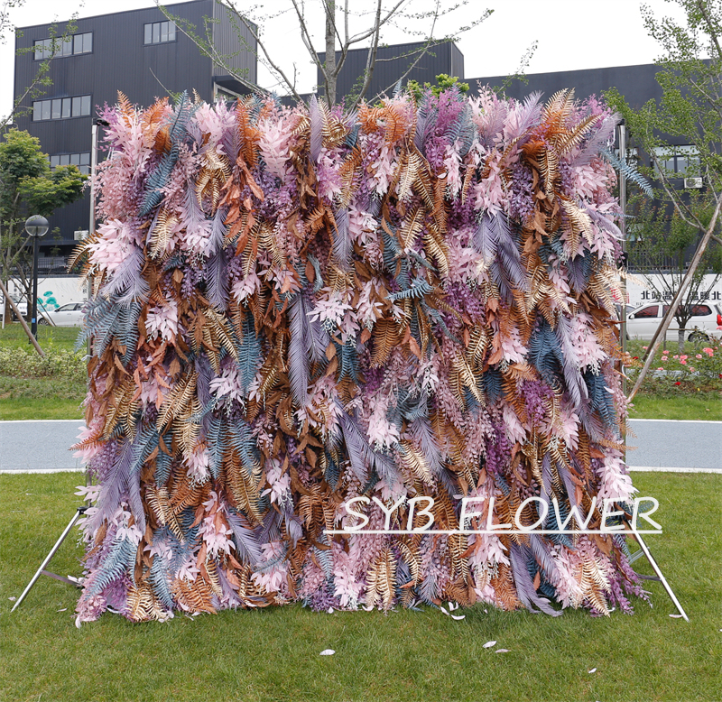 #HE-BD026 Customized 3D/5D Cloth Back Roll up Articifial Flower Wall Backdrop For Wedding Event Party Decoration