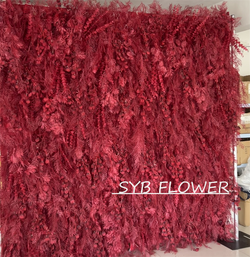 #HE-BD093 Customized 3D/5D Cloth Back Roll up Articifial Flower Wall Backdrop For Wedding Event Party Decoration