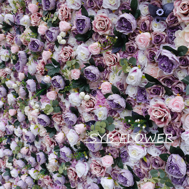 #BD117 Customized 3D/5D Cloth Back Roll up Articifial Flower Wall Backdrop For Wedding Event Party Decoration