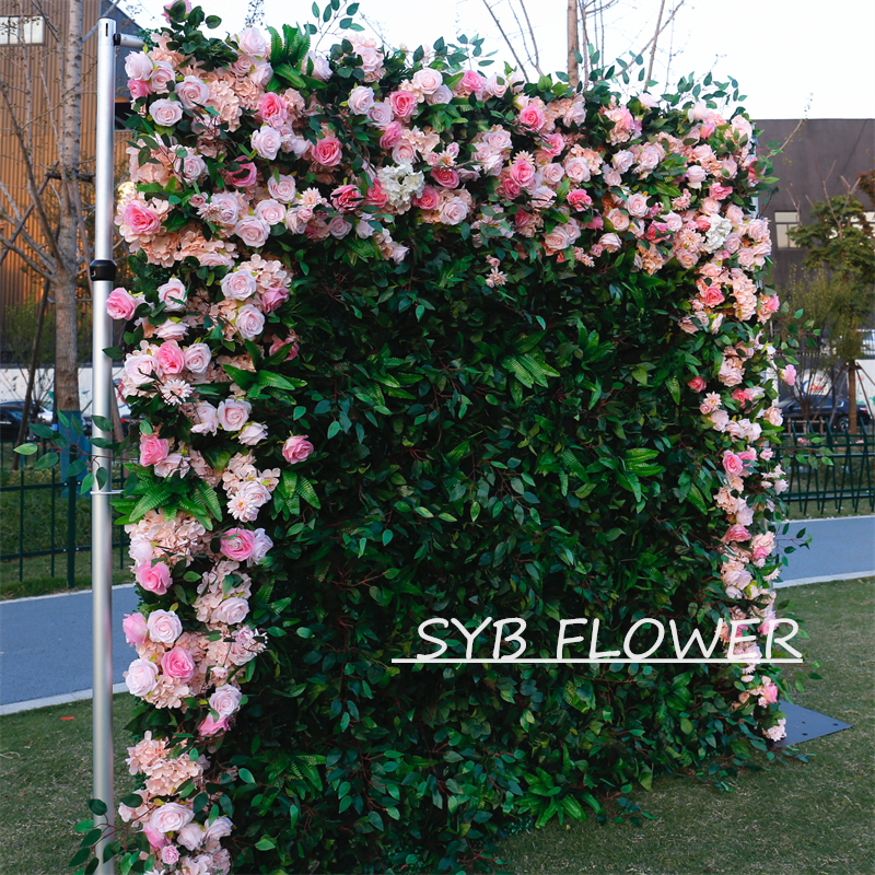 #BD072 Customized 3D/5D Cloth Back Roll up Articifial Flower Wall Backdrop For Wedding Event Party Decoration