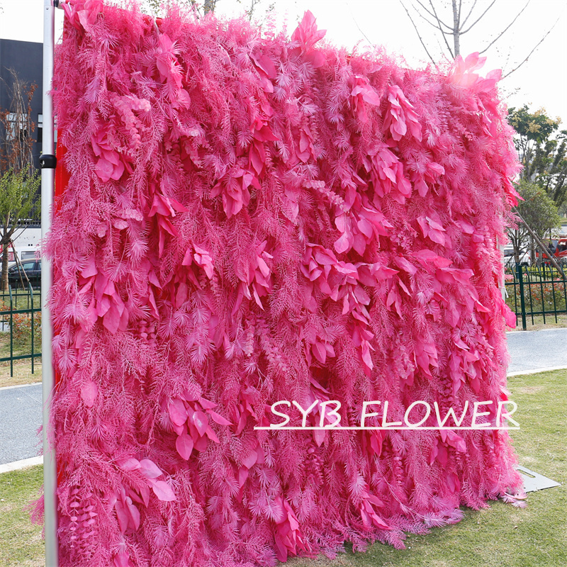 #HE-BD063 Customized 3D/5D Cloth Back Roll up Articifial Flower Wall Backdrop For Wedding Event Party Decoration
