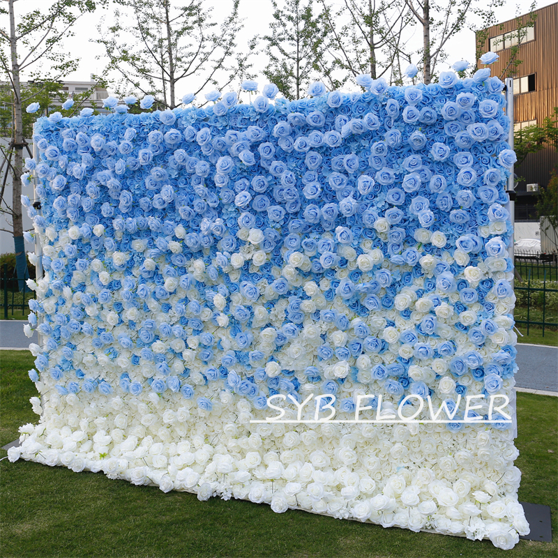 #BDJ105 Customized 3D/5D Cloth Back Roll up Articifial Flower Wall Backdrop For Wedding Event Party Decoration