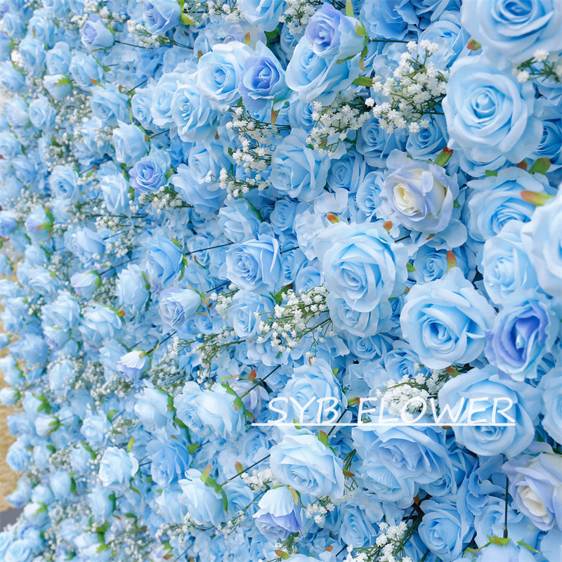 #BD097 Customized 3D/5D Cloth Back Roll up Articifial Flower Wall Backdrop For Wedding Event Party Decoration