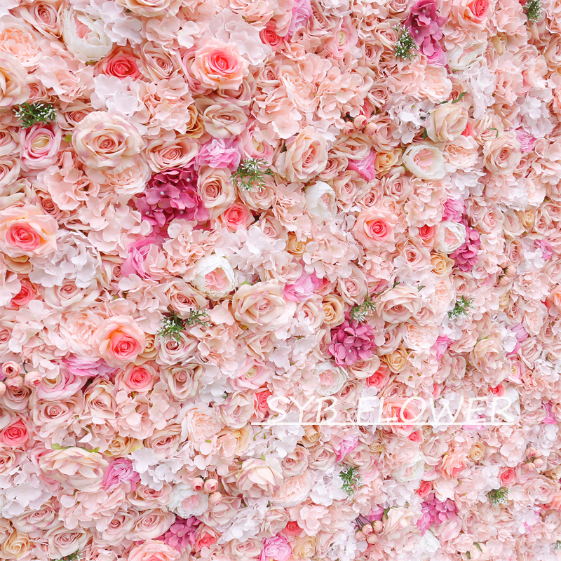 #BD118 Customized 3D/5D Cloth Back Roll up Articifial Flower Wall Backdrop For Wedding Event Party Decoration