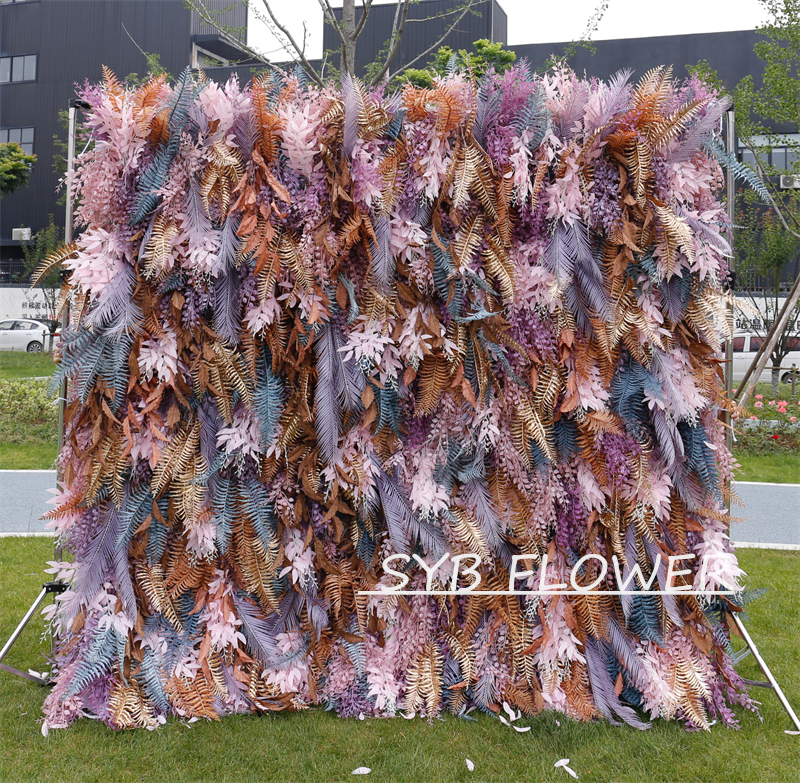 #HE-BD026 Customized 3D/5D Cloth Back Roll up Articifial Flower Wall Backdrop For Wedding Event Party Decoration