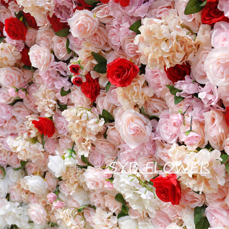 #BDJ001 Customized 3D/5D Cloth Back Roll up Articifial Flower Wall Backdrop For Wedding Event Party Decoration