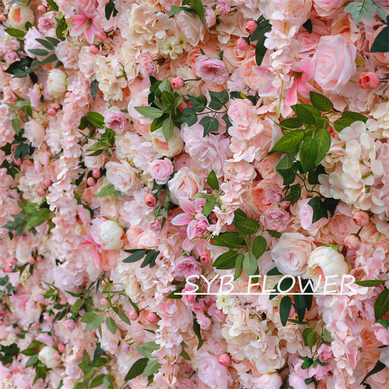 #BD062 Customized 3D/5D Cloth Back Roll up Articifial Flower Wall Backdrop For Wedding Event Party Decoration