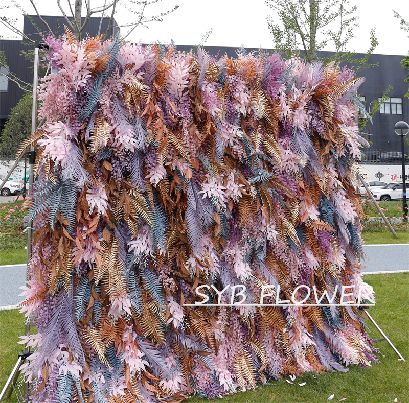 #HE-BD026 Customized 3D/5D Cloth Back Roll up Articifial Flower Wall Backdrop For Wedding Event Party Decoration