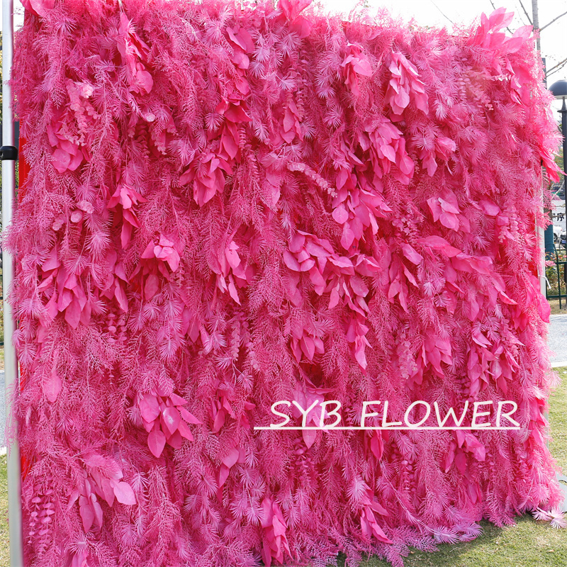 #HE-BD063 Customized 3D/5D Cloth Back Roll up Articifial Flower Wall Backdrop For Wedding Event Party Decoration
