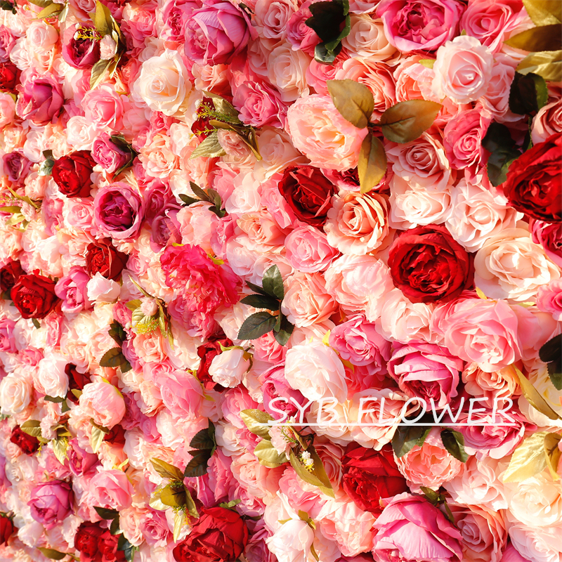 #BD068 Customized 3D/5D Cloth Back Roll up Articifial Flower Wall Backdrop For Wedding Event Party Decoration