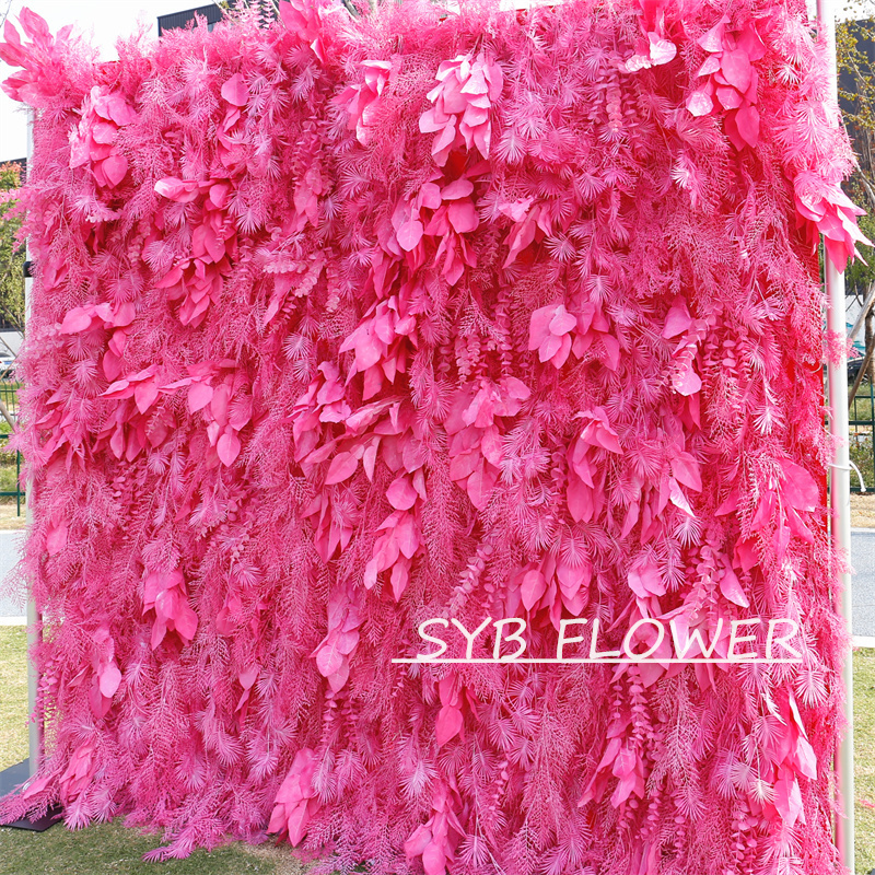 #HE-BD063 Customized 3D/5D Cloth Back Roll up Articifial Flower Wall Backdrop For Wedding Event Party Decoration