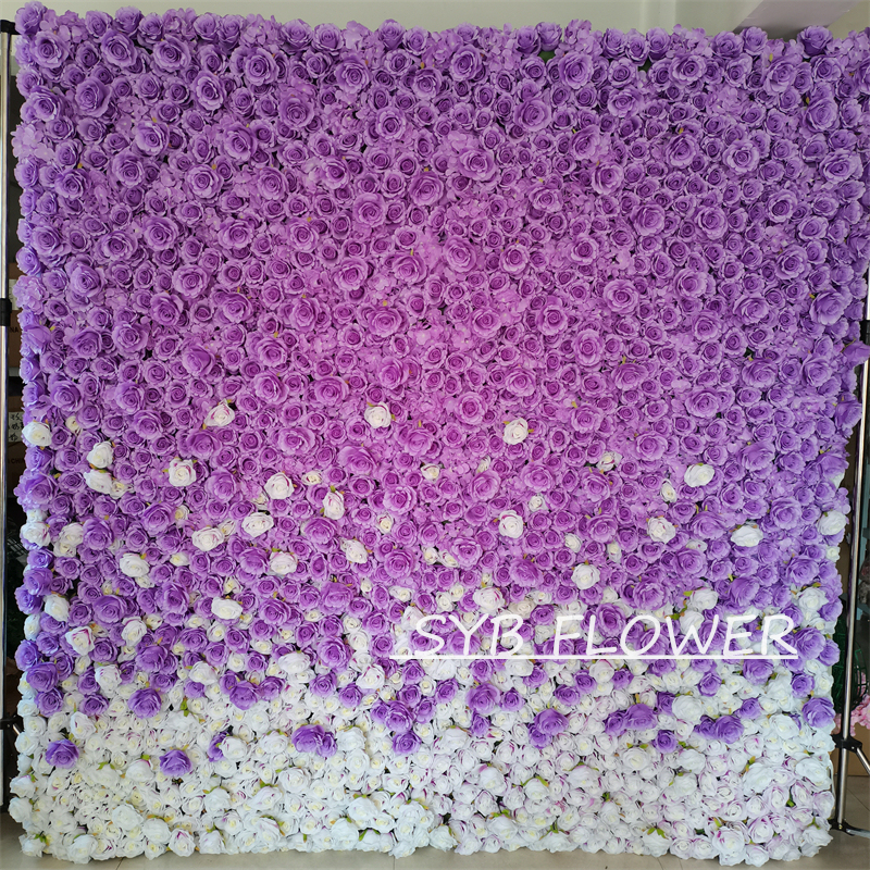 #BDJ005 Customized 3D/5D Cloth Back Roll up Articifial Flower Wall Backdrop For Wedding Event Party Decoration