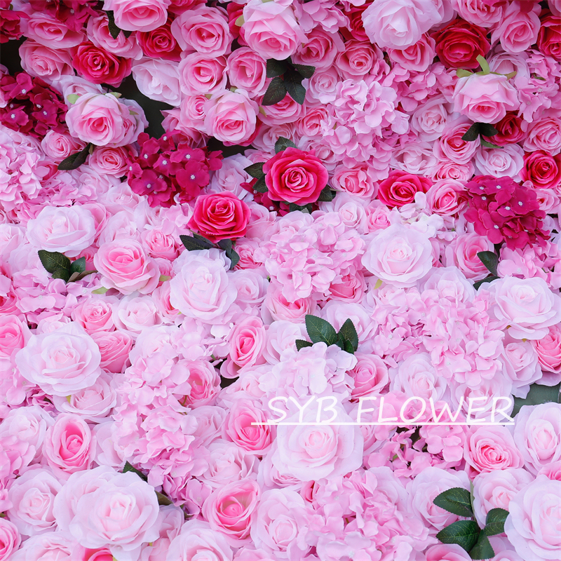 #BDJ002 Customized 3D/5D Cloth Back Roll up Articifial Flower Wall Backdrop For Wedding Event Party Decoration