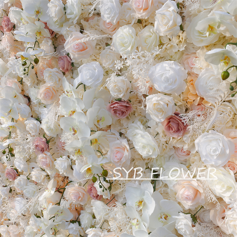 #BD125 Customized 3D/5D Cloth Back Roll up Articifial Flower Wall Backdrop For Wedding Event Party Decoration