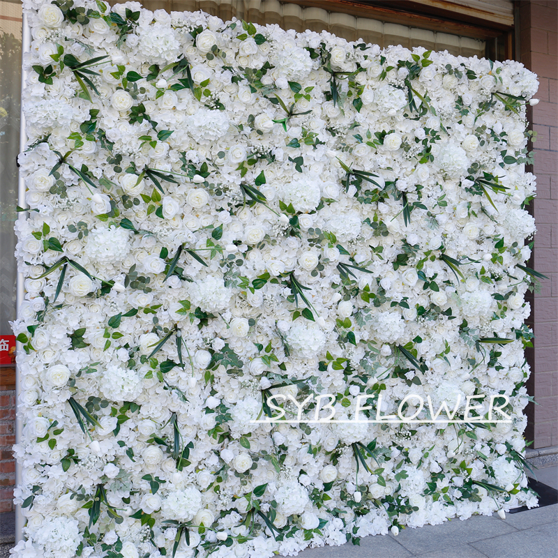 #BD068 Customized 3D/5D Cloth Back Roll up Articifial Flower Wall Backdrop For Wedding Event Party Decoration