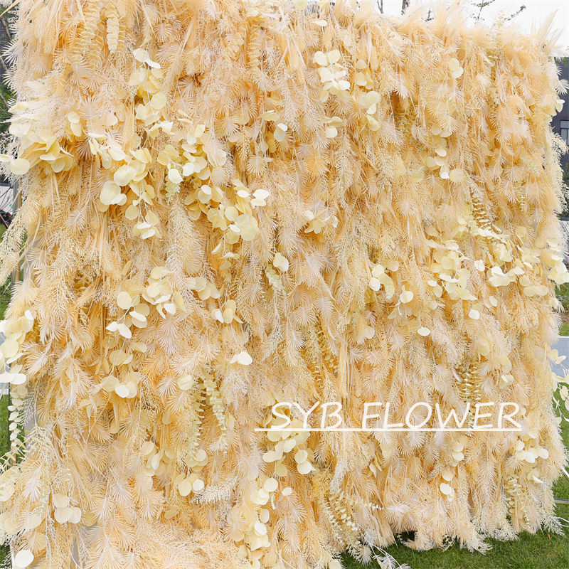 #HE-BD030 Customized 3D/5D Cloth Back Roll up Articifial Flower Wall Backdrop For Wedding Event Party Decoration