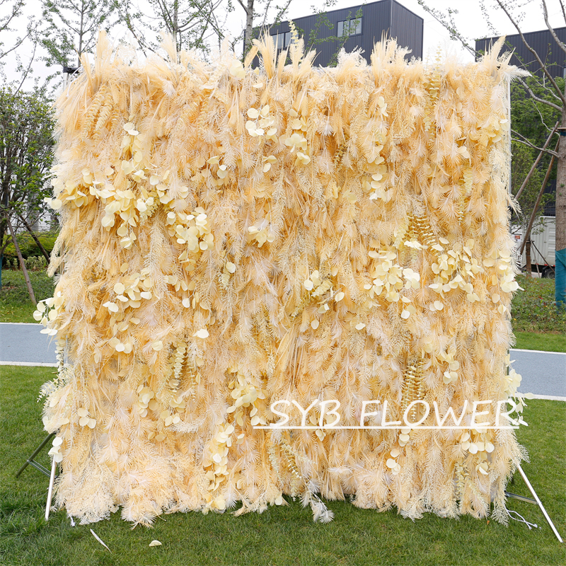#HE-BD030 Customized 3D/5D Cloth Back Roll up Articifial Flower Wall Backdrop For Wedding Event Party Decoration