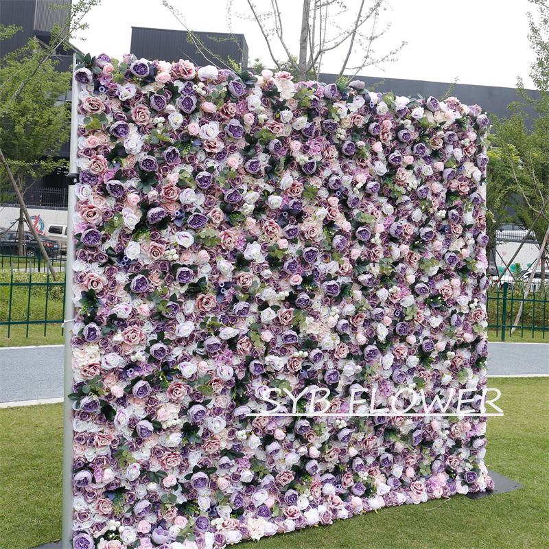 #BD117 Customized 3D/5D Cloth Back Roll up Articifial Flower Wall Backdrop For Wedding Event Party Decoration