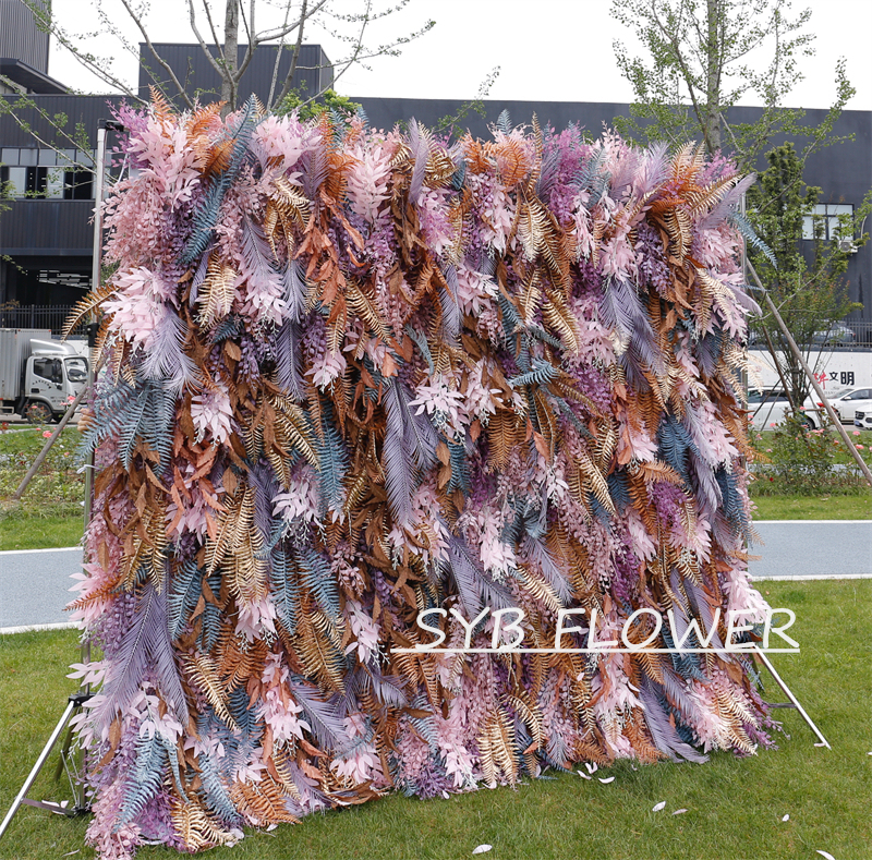 #HE-BD026 Customized 3D/5D Cloth Back Roll up Articifial Flower Wall Backdrop For Wedding Event Party Decoration